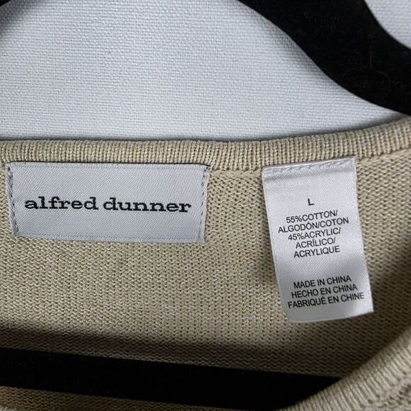 ALFRED DUNNER Ivory Cream Turquoise Flower Sweater Embroidered Beaded Size Large - Picture 3 of 5